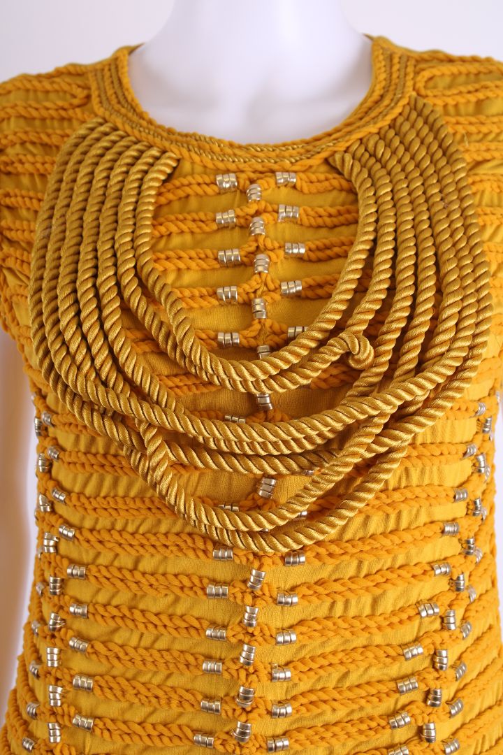 Balmain X H&M S/S Rope Detail Top Mustard 6