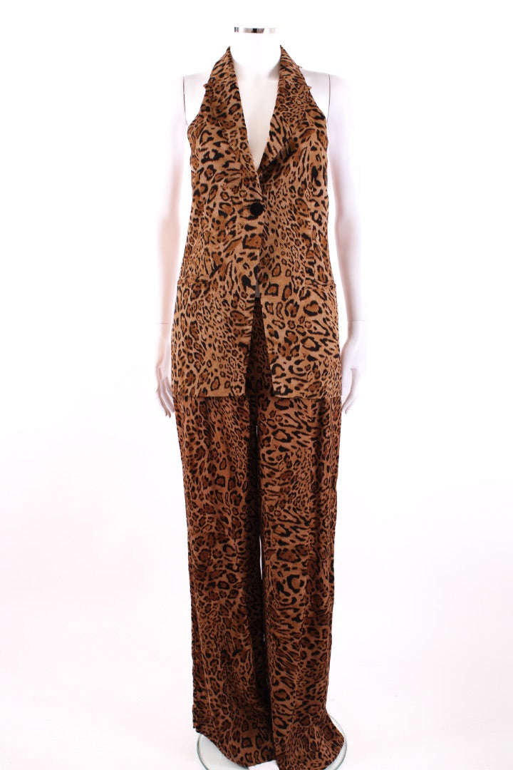 Twinset Waist Coat/ Trouser Co-Ord Leopard Print 10