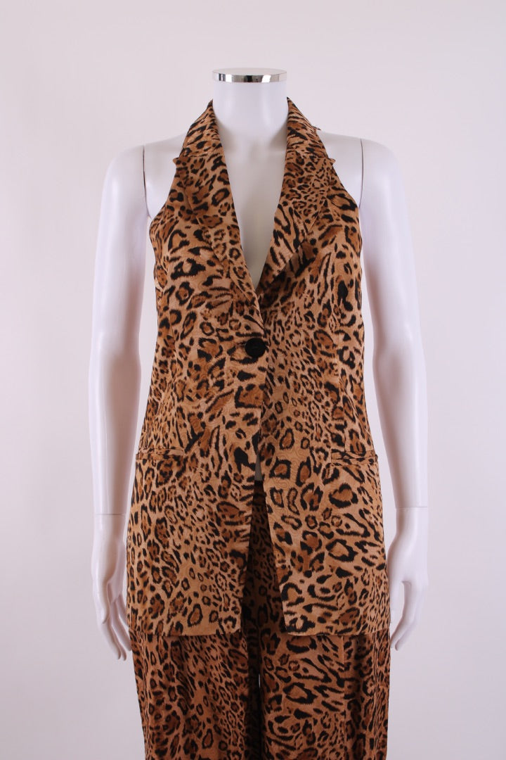 Twinset Waist Coat/ Trouser Co-Ord Leopard Print 10