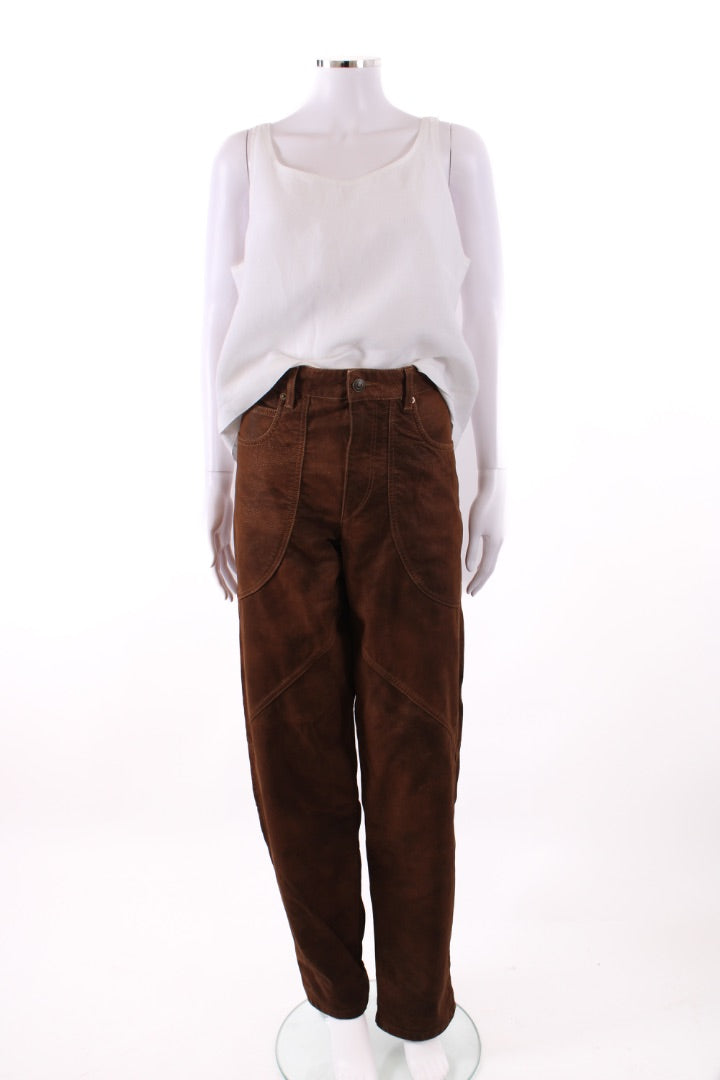 Isabel Marant Etoile Kelvina Faux Suede Jeans Brown 12