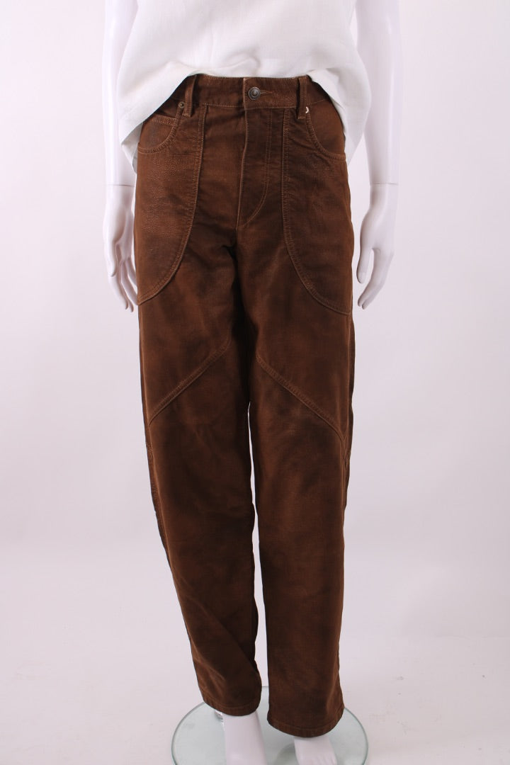 Isabel Marant Etoile Kelvina Faux Suede Jeans Brown 12