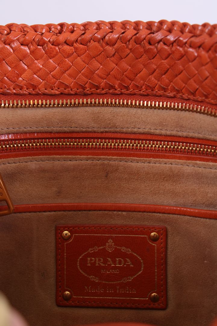Prada Woven Clutch Orange
