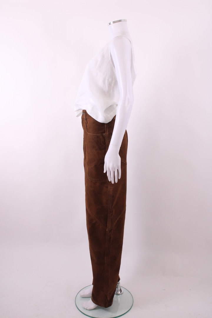 Isabel Marant Etoile Kelvina Faux Suede Jeans Brown 12