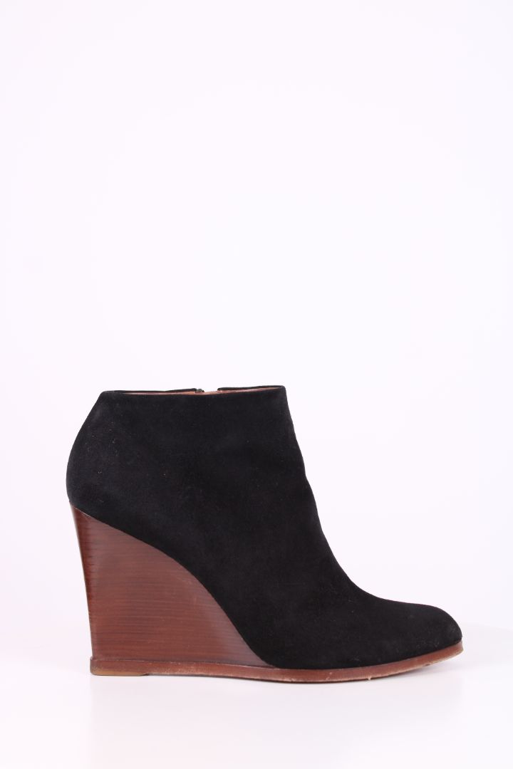 Celine Suede Wedge Boots Black 39