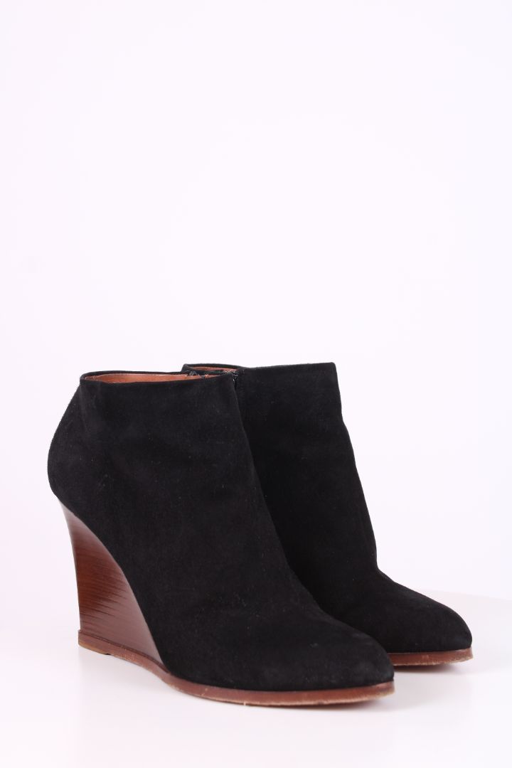 Celine Suede Wedge Boots Black 39