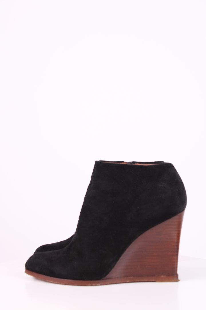 Celine Suede Wedge Boots Black 39