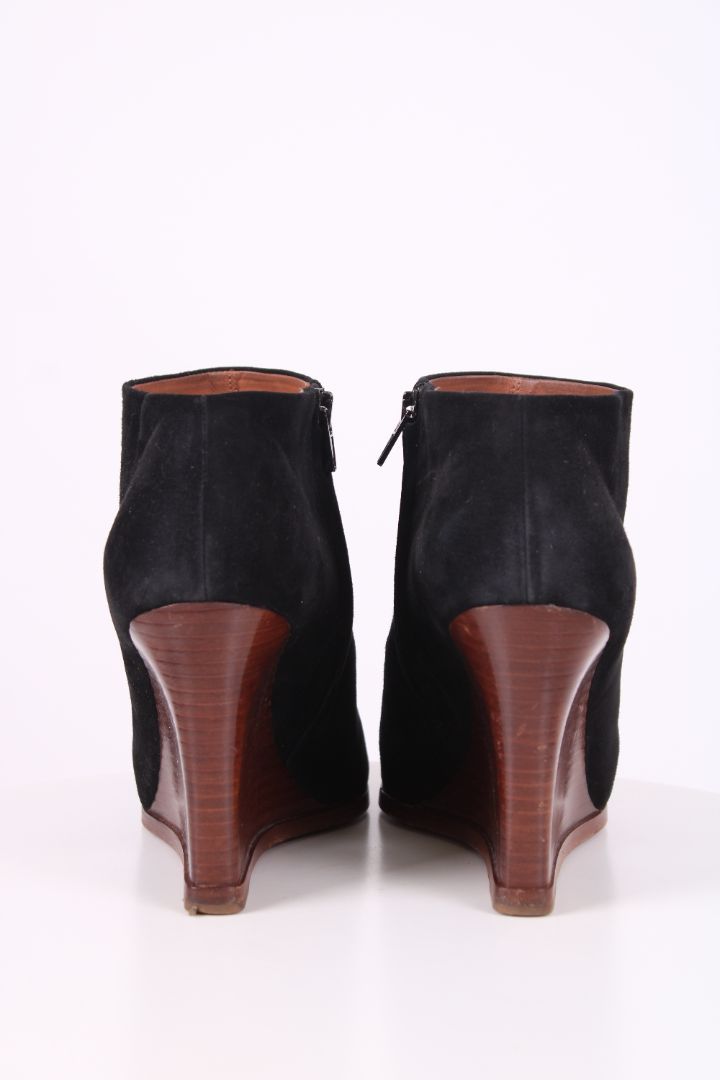 Celine Suede Wedge Boots Black 39