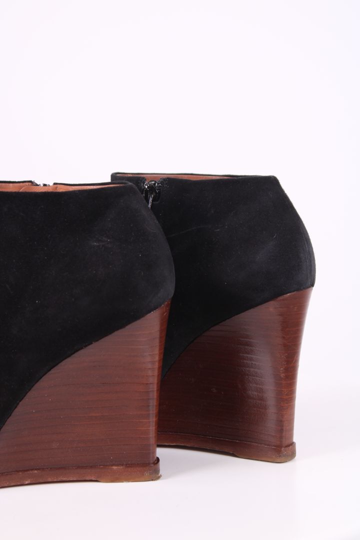 Celine Suede Wedge Boots Black 39