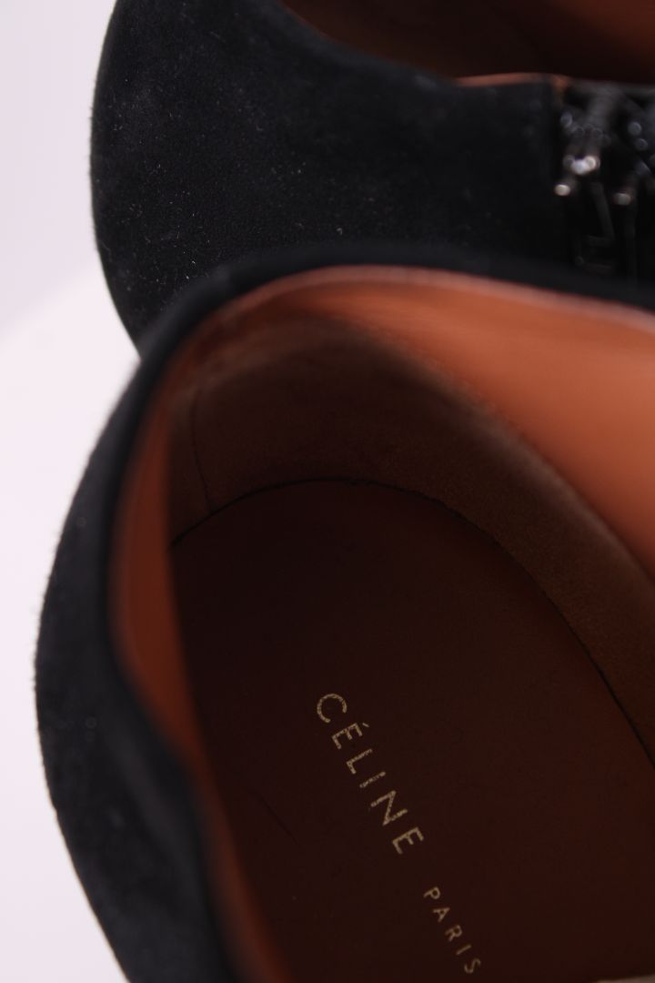 Celine Suede Wedge Boots Black 39