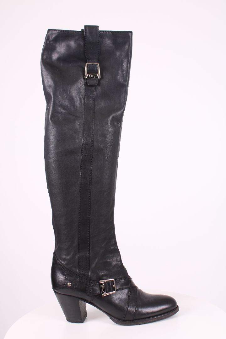 Dior Leather knee high heeled boot Black 39