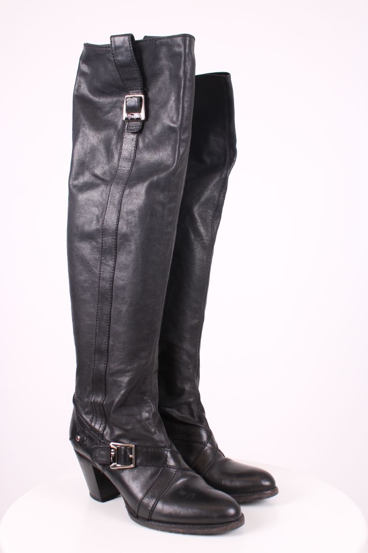 Dior Leather knee high heeled boot Black 39