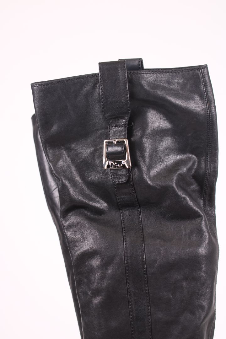 Dior Leather knee high heeled boot Black 39