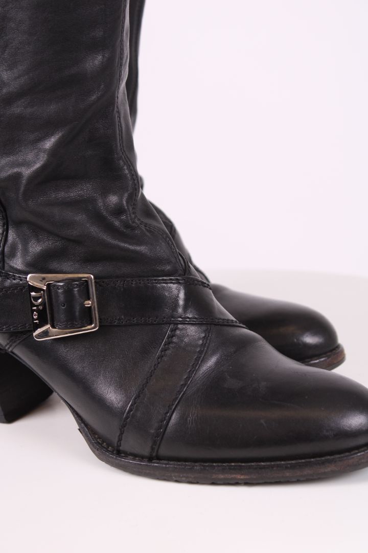 Dior Leather knee high heeled boot Black 39