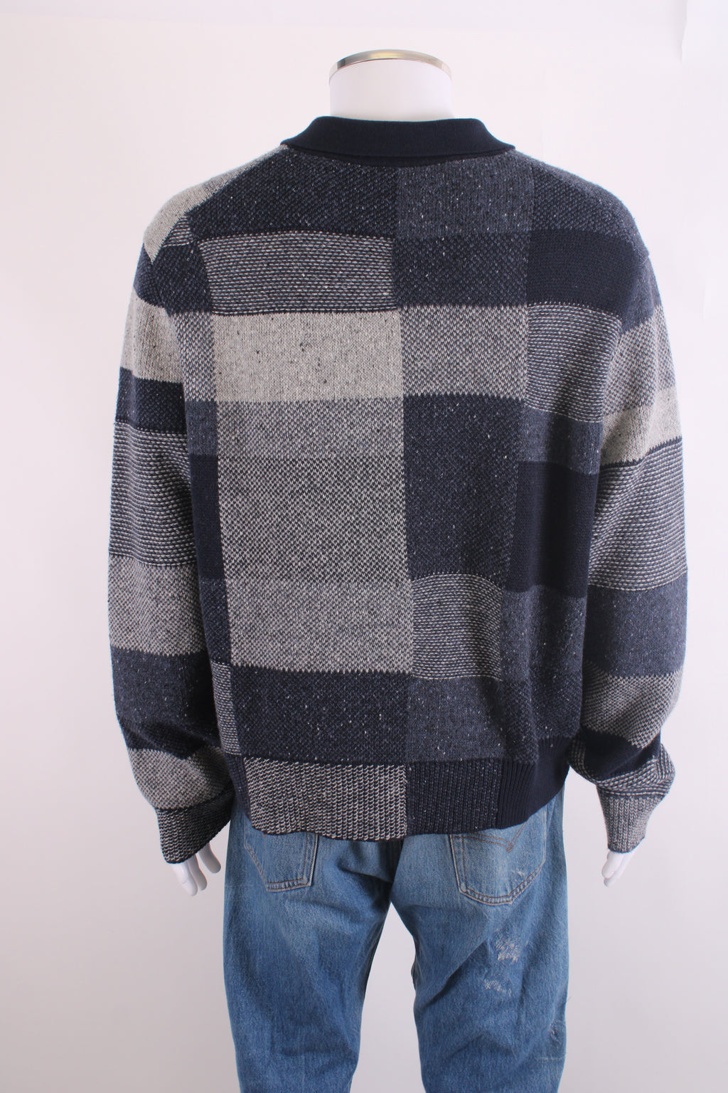 PS Paul Smith Patchwork Zip Cardigan Navy/ Grey XXL