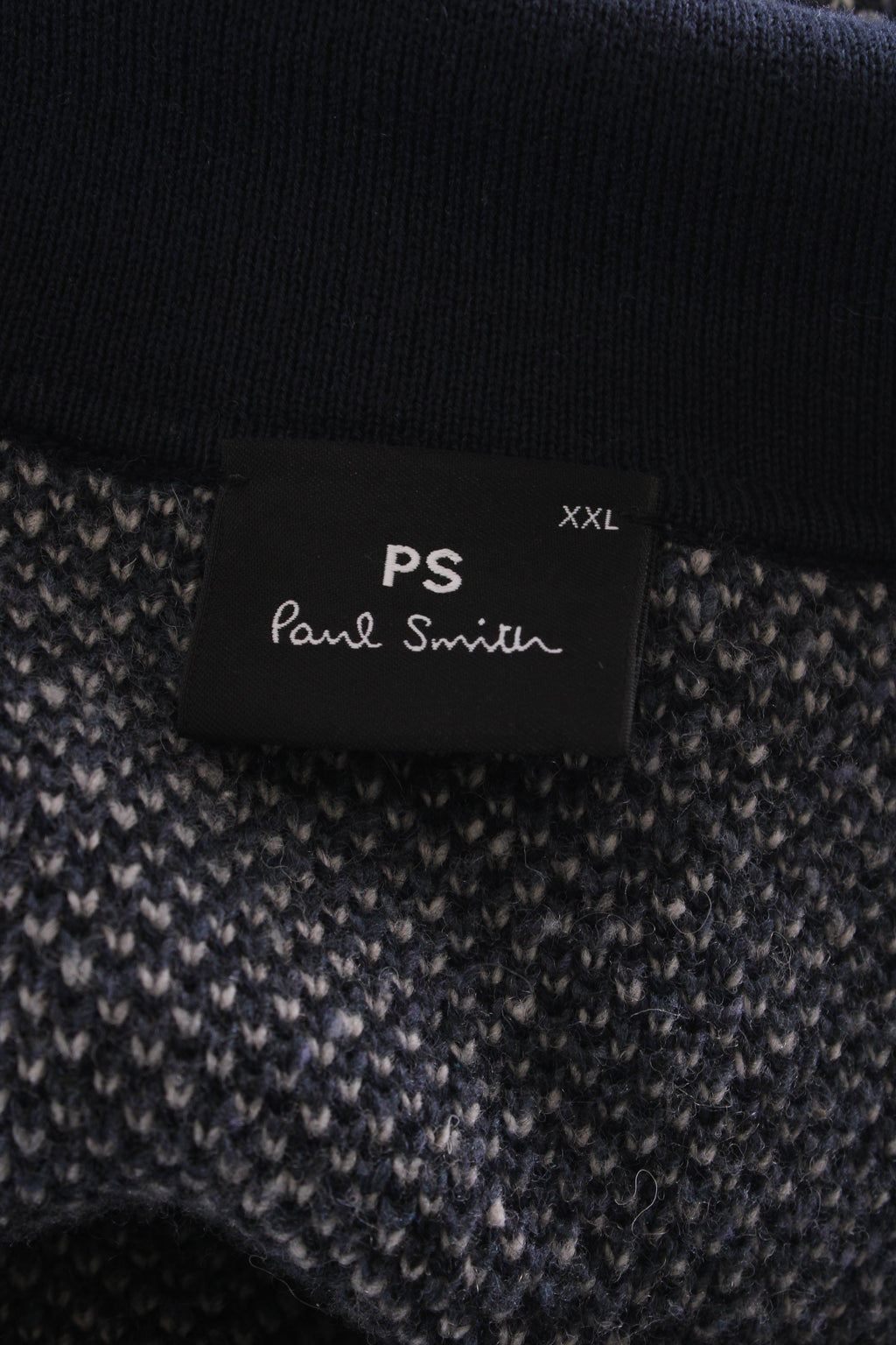 PS Paul Smith Patchwork Zip Cardigan Navy/ Grey XXL