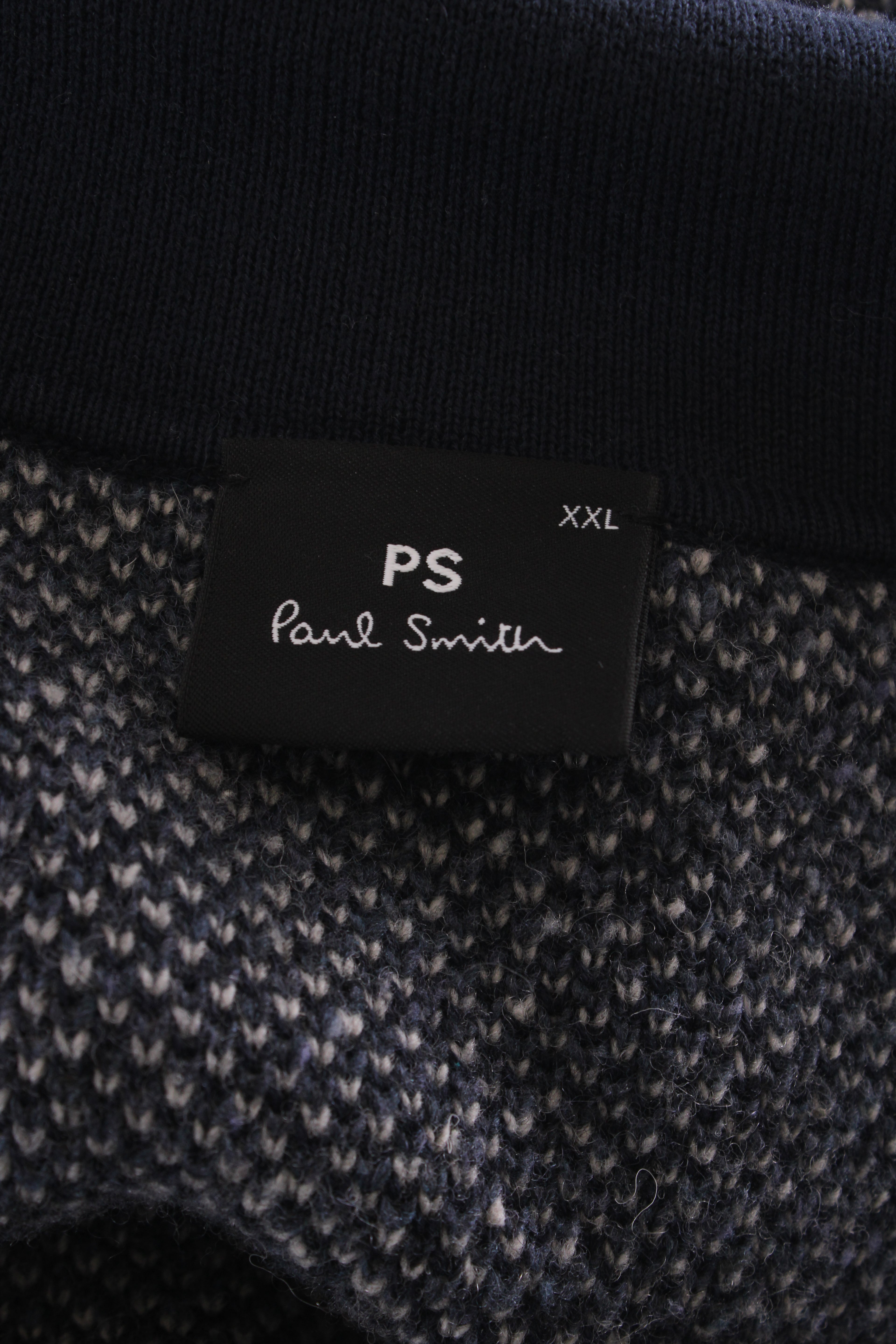 PS Paul Smith Patchwork Zip Cardigan Navy/ Grey XXL