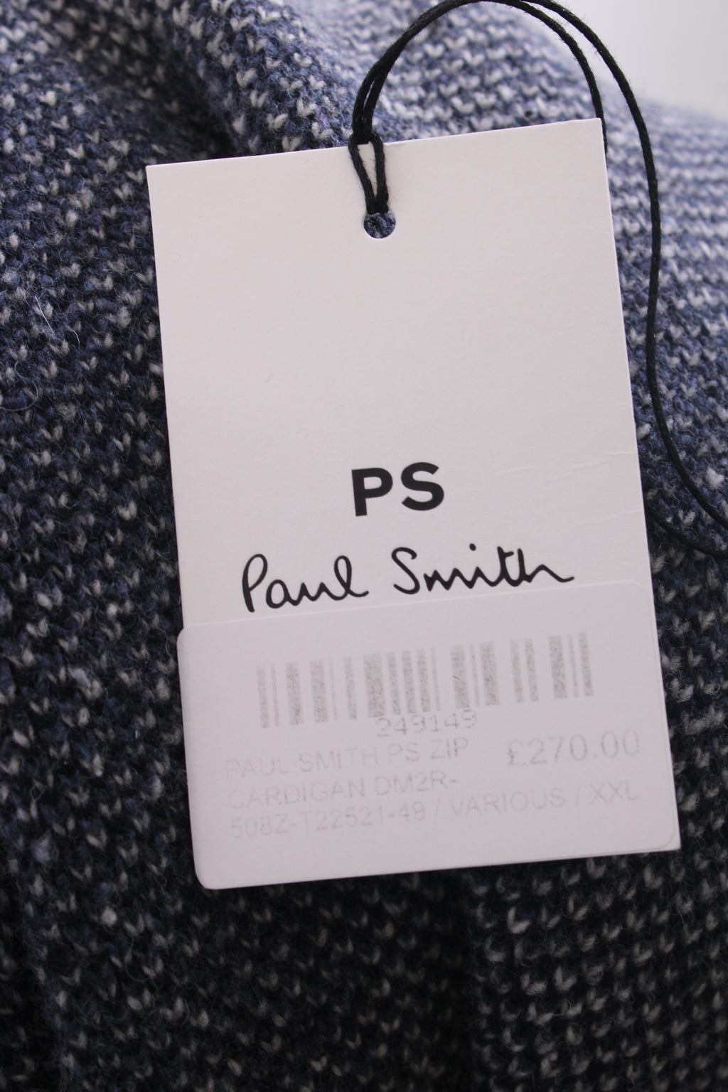 PS Paul Smith Patchwork Zip Cardigan Navy/ Grey XXL