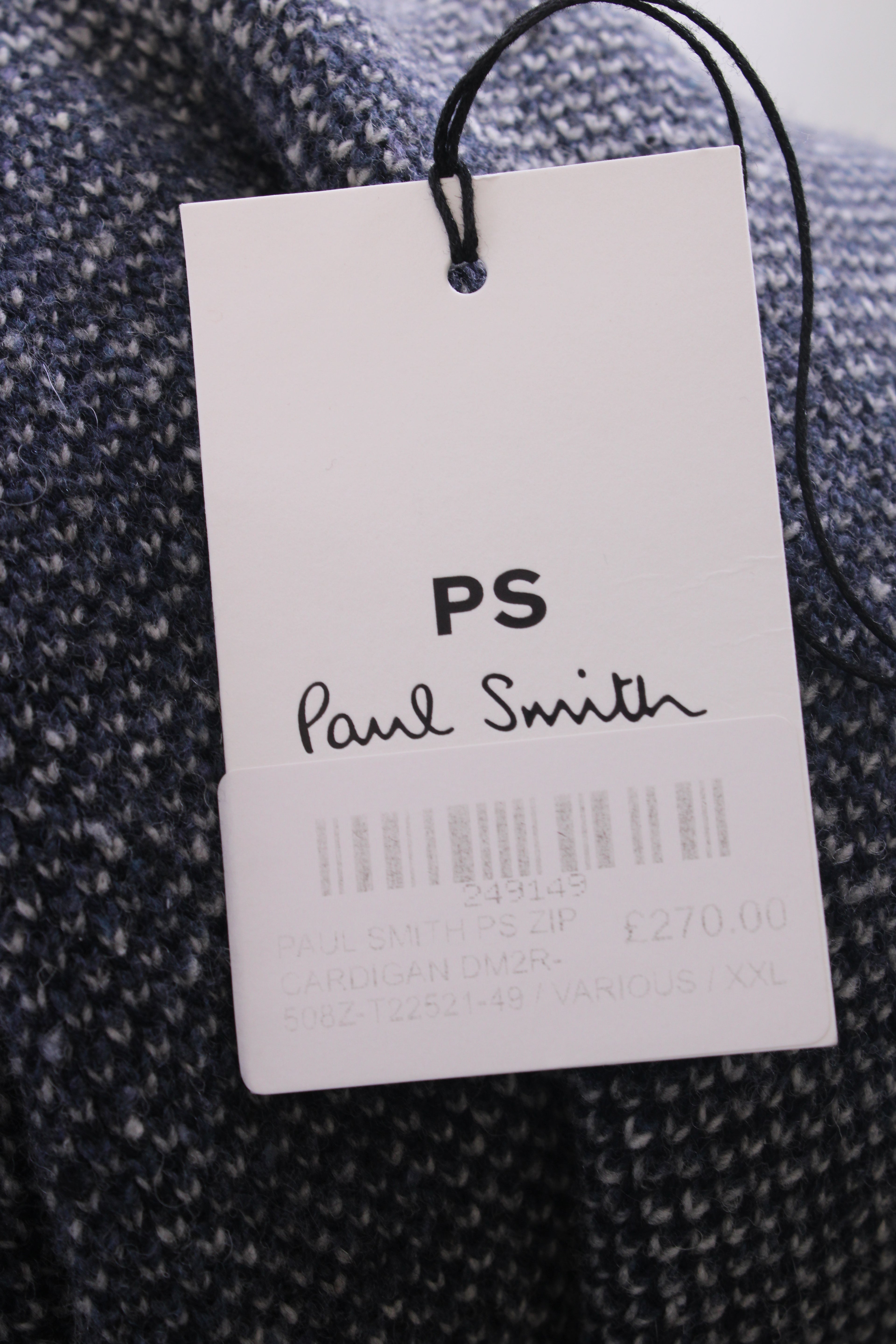 PS Paul Smith Patchwork Zip Cardigan Navy/ Grey XXL