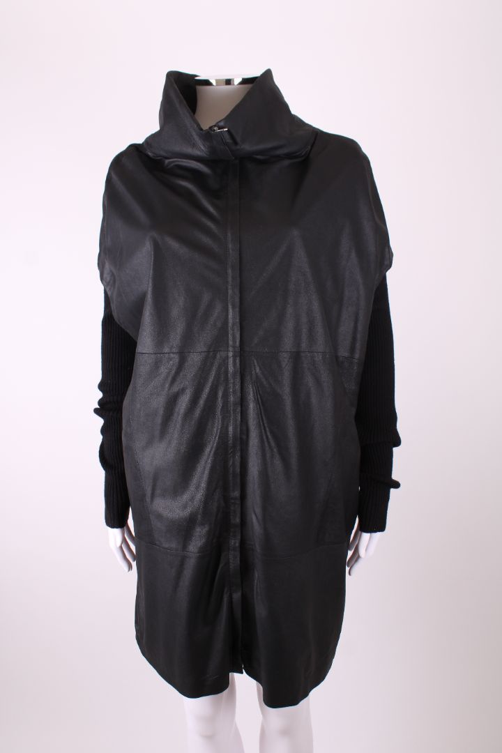 Annette Gortz L/S Leather Knitted Sleeve Jacket Black S
