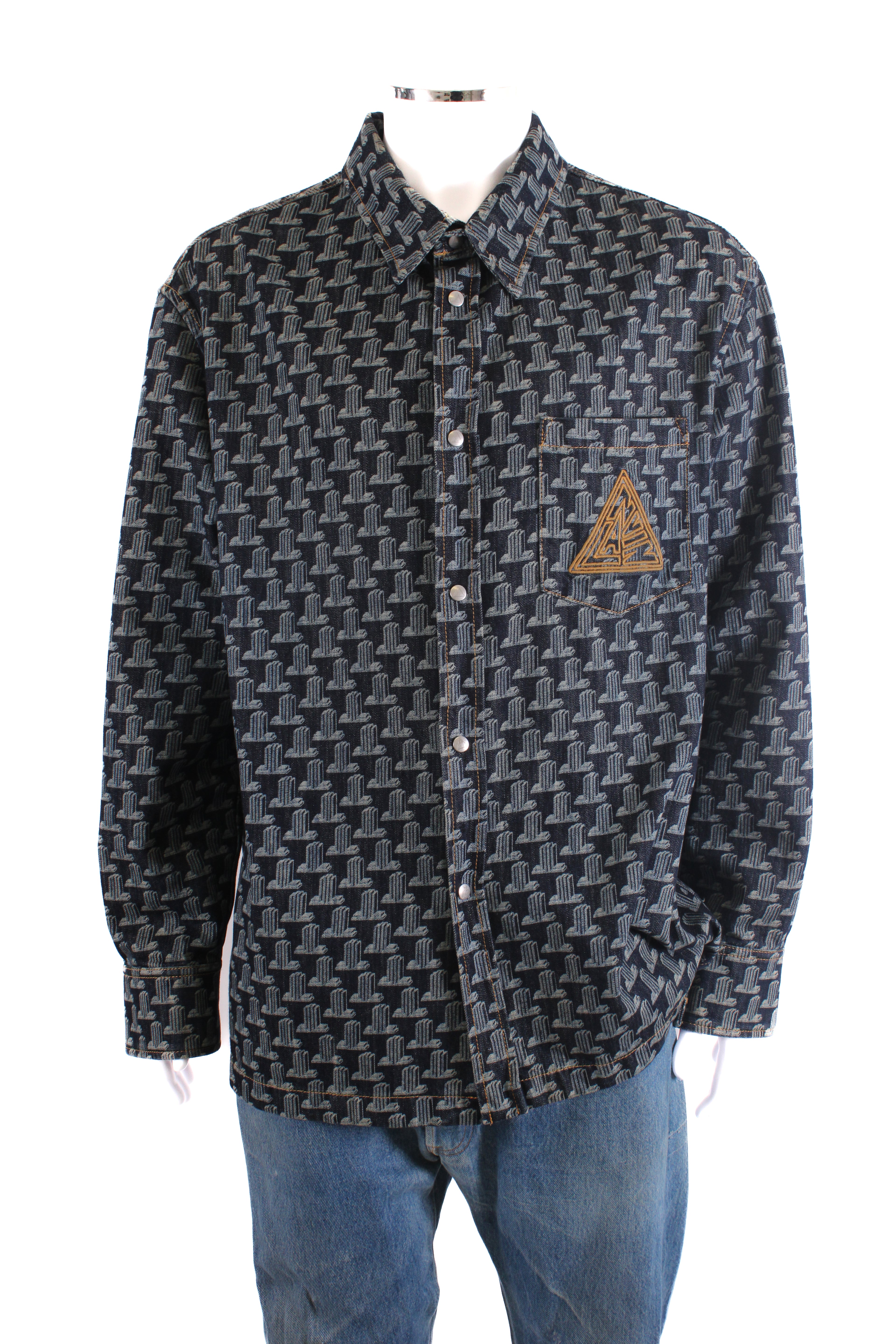 Lanvin Printed Denim Shirt Blue XL