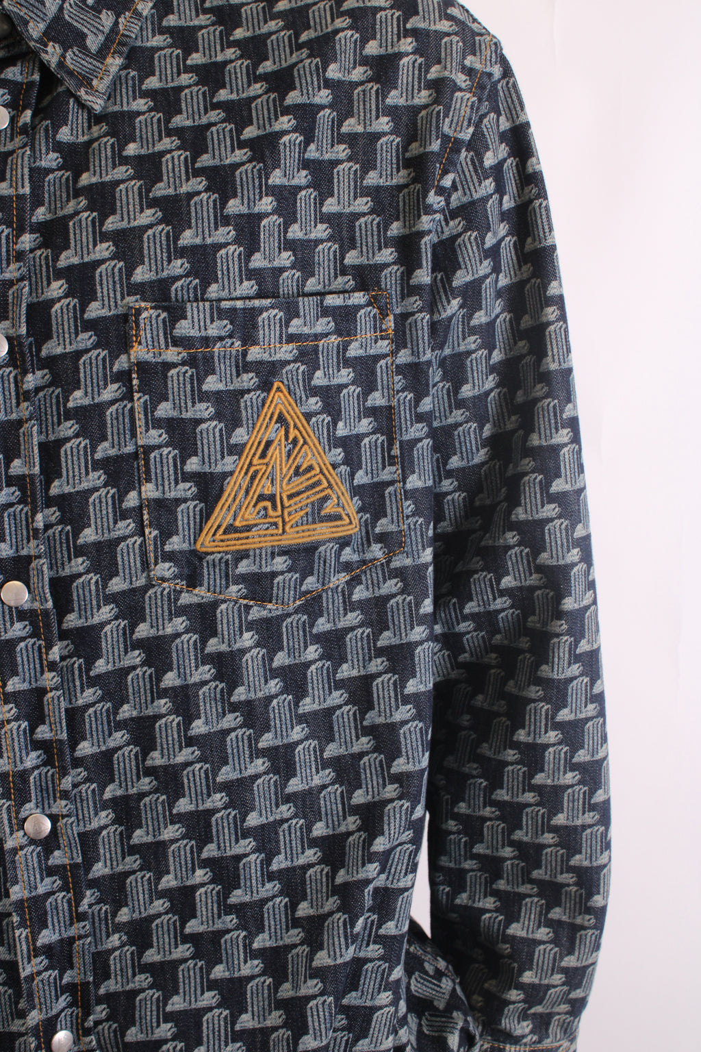 Lanvin Printed Denim Shirt Blue XL