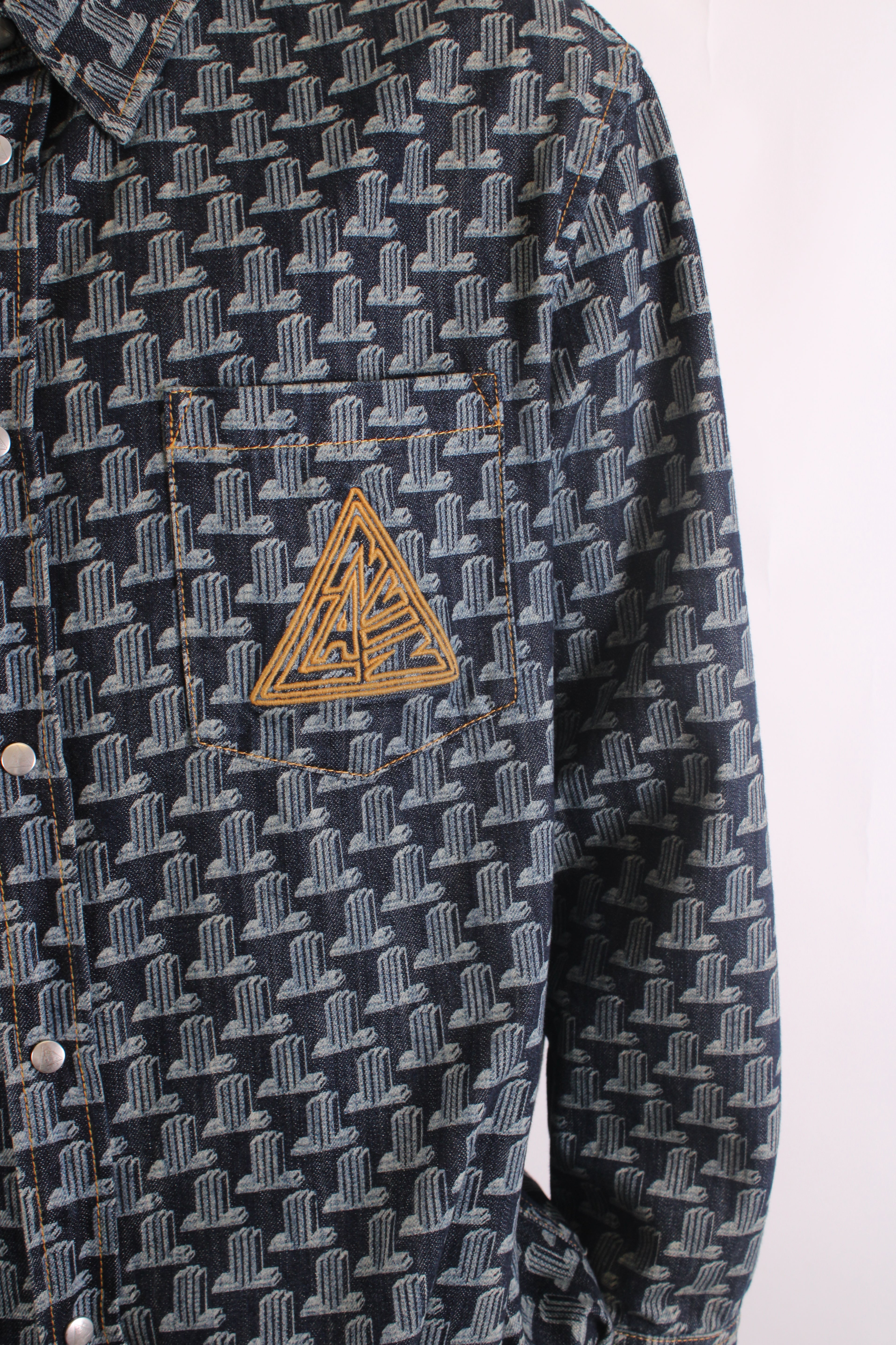 Lanvin Printed Denim Shirt Blue XL