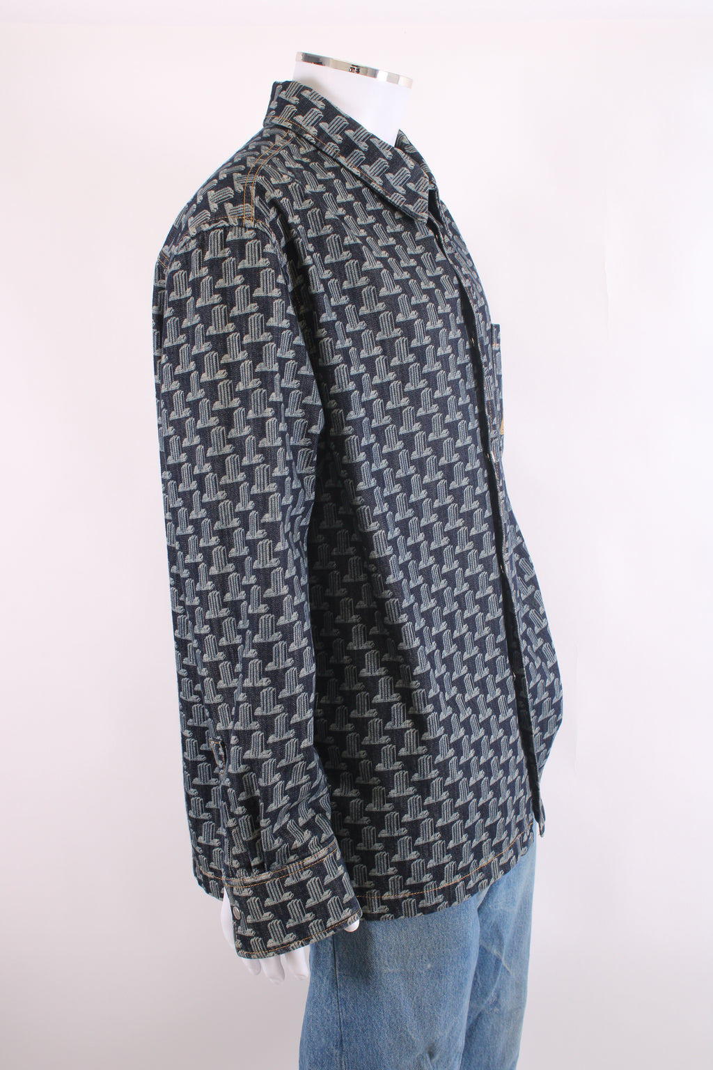 Lanvin Printed Denim Shirt Blue XL