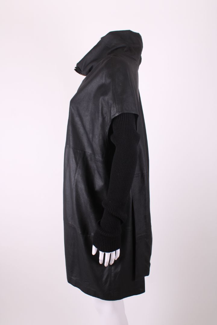 Annette Gortz L/S Leather Knitted Sleeve Jacket Black S