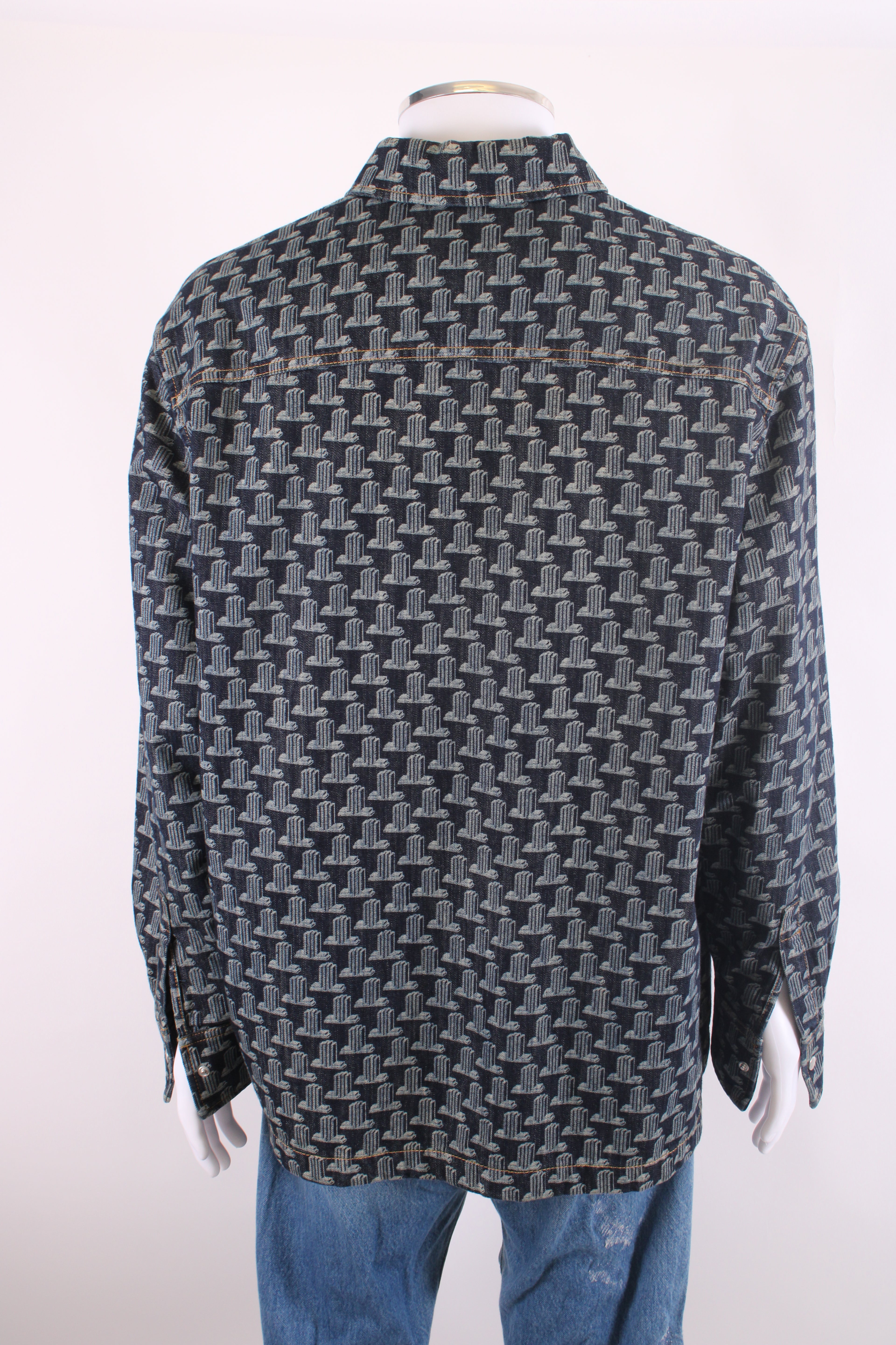Lanvin Printed Denim Shirt Blue XL