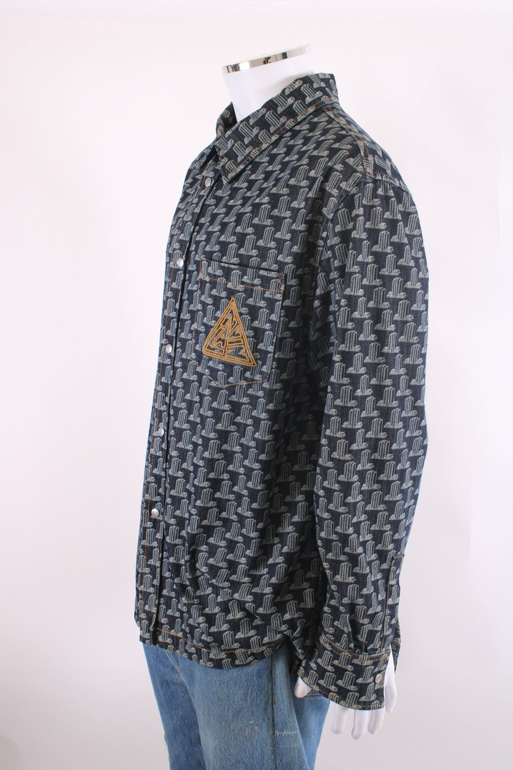 Lanvin Printed Denim Shirt Blue XL