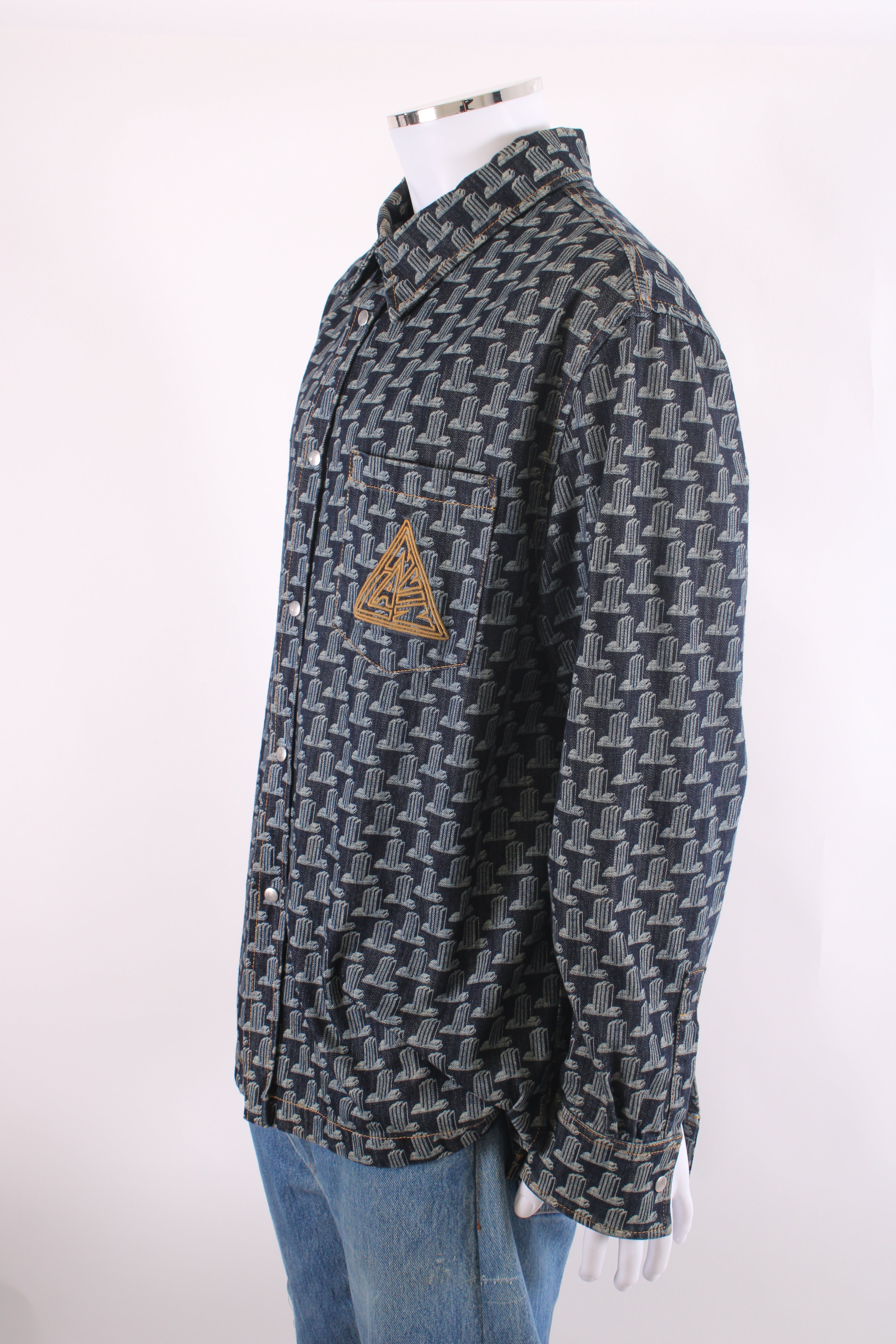 Lanvin Printed Denim Shirt Blue XL