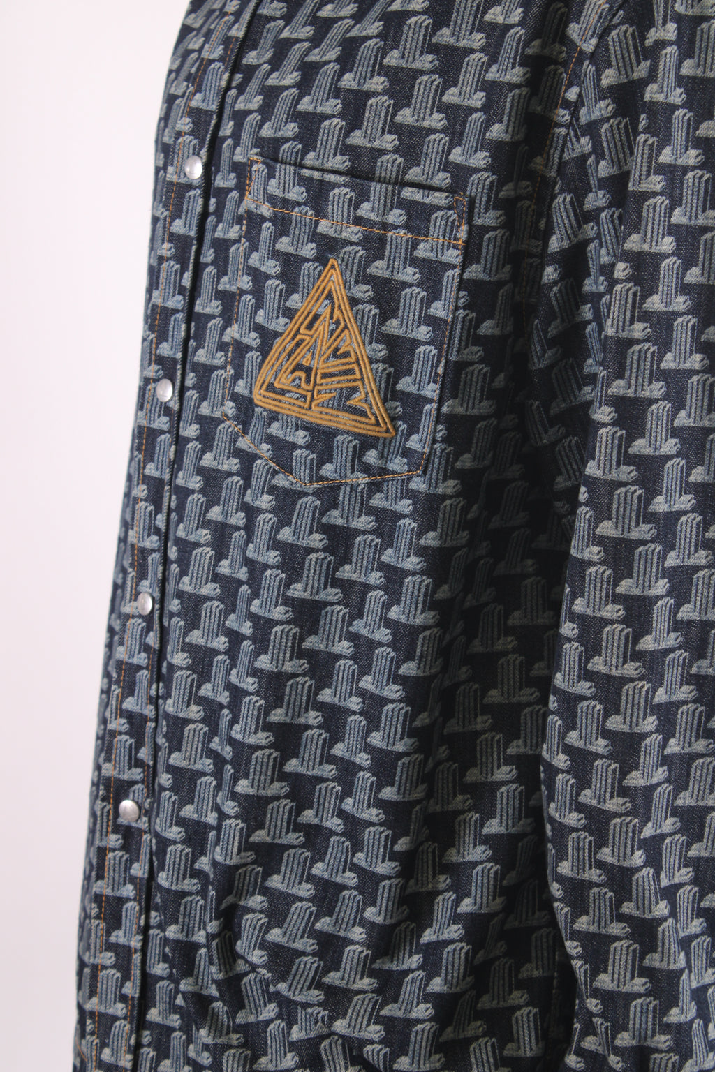 Lanvin Printed Denim Shirt Blue XL
