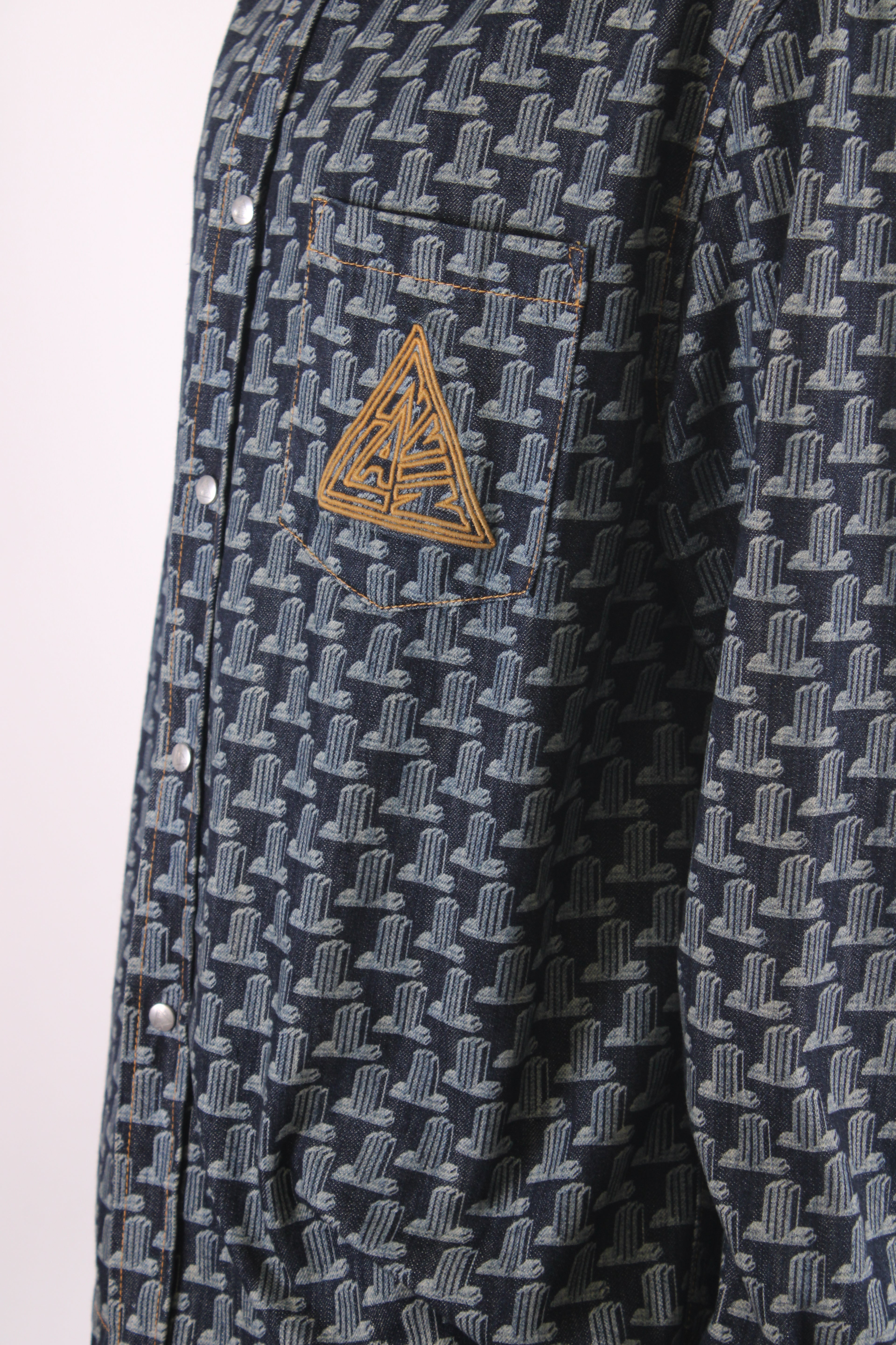 Lanvin Printed Denim Shirt Blue XL