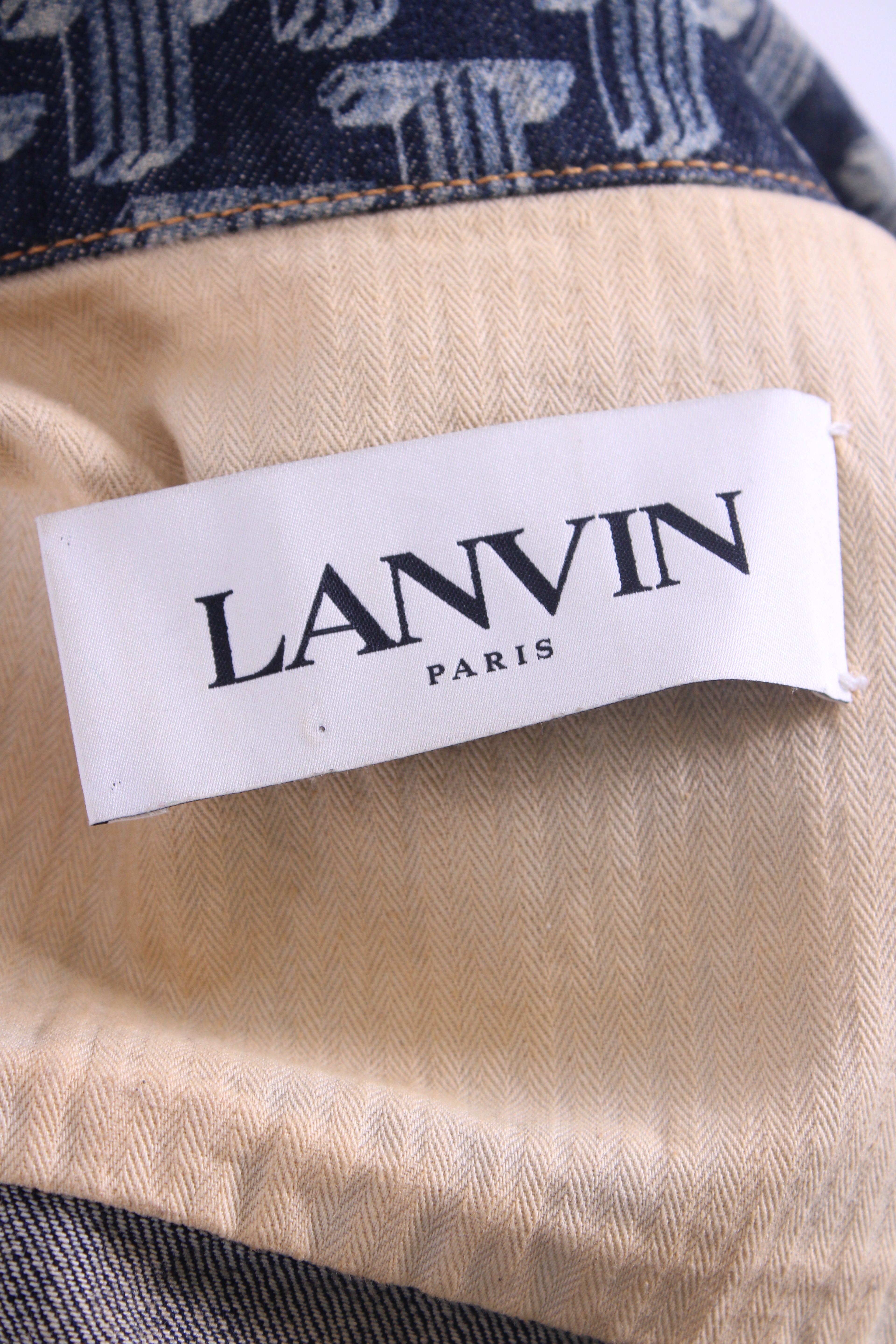 Lanvin Printed Denim Shirt Blue XL