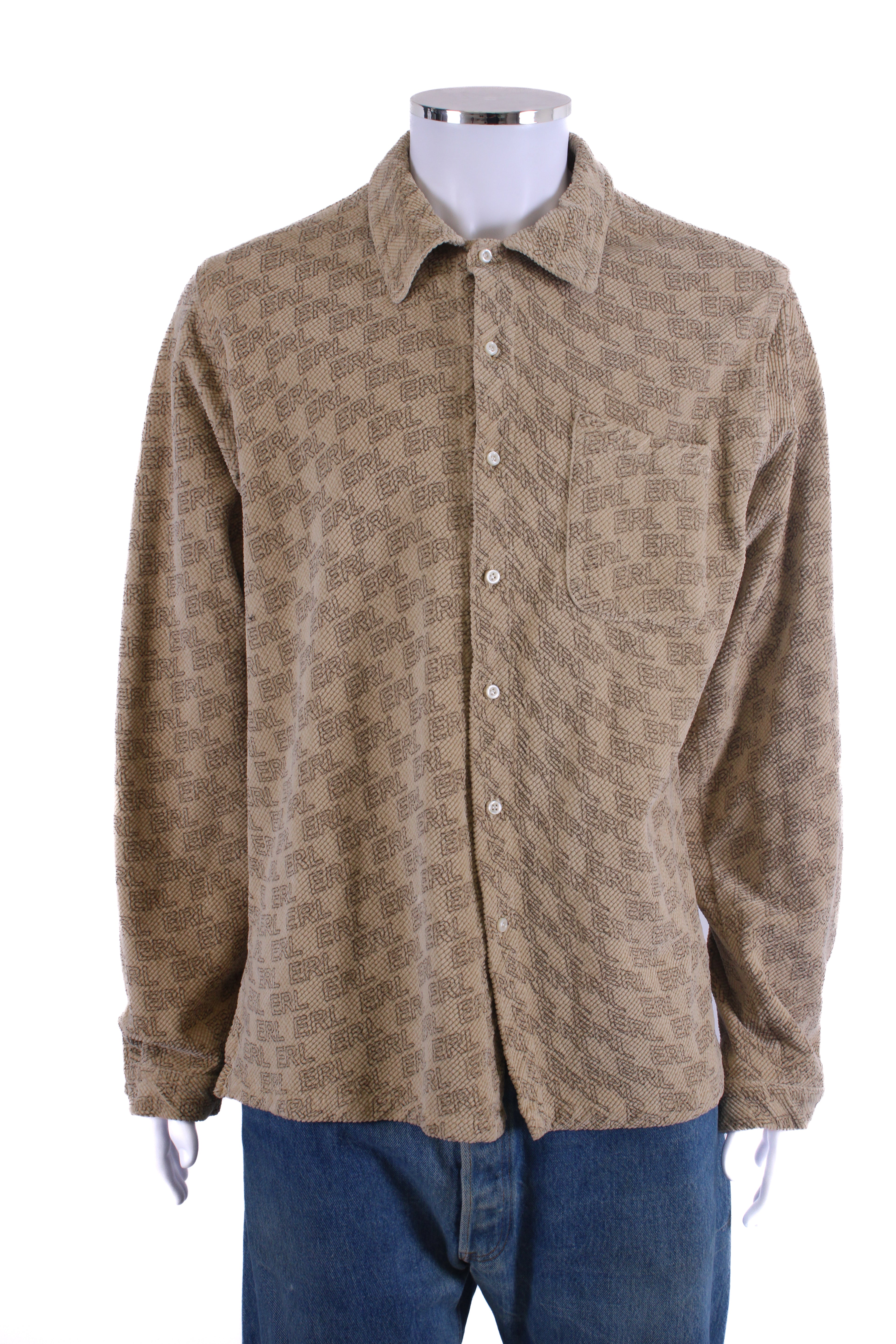 ERL Logo Print Shirt Beige XL