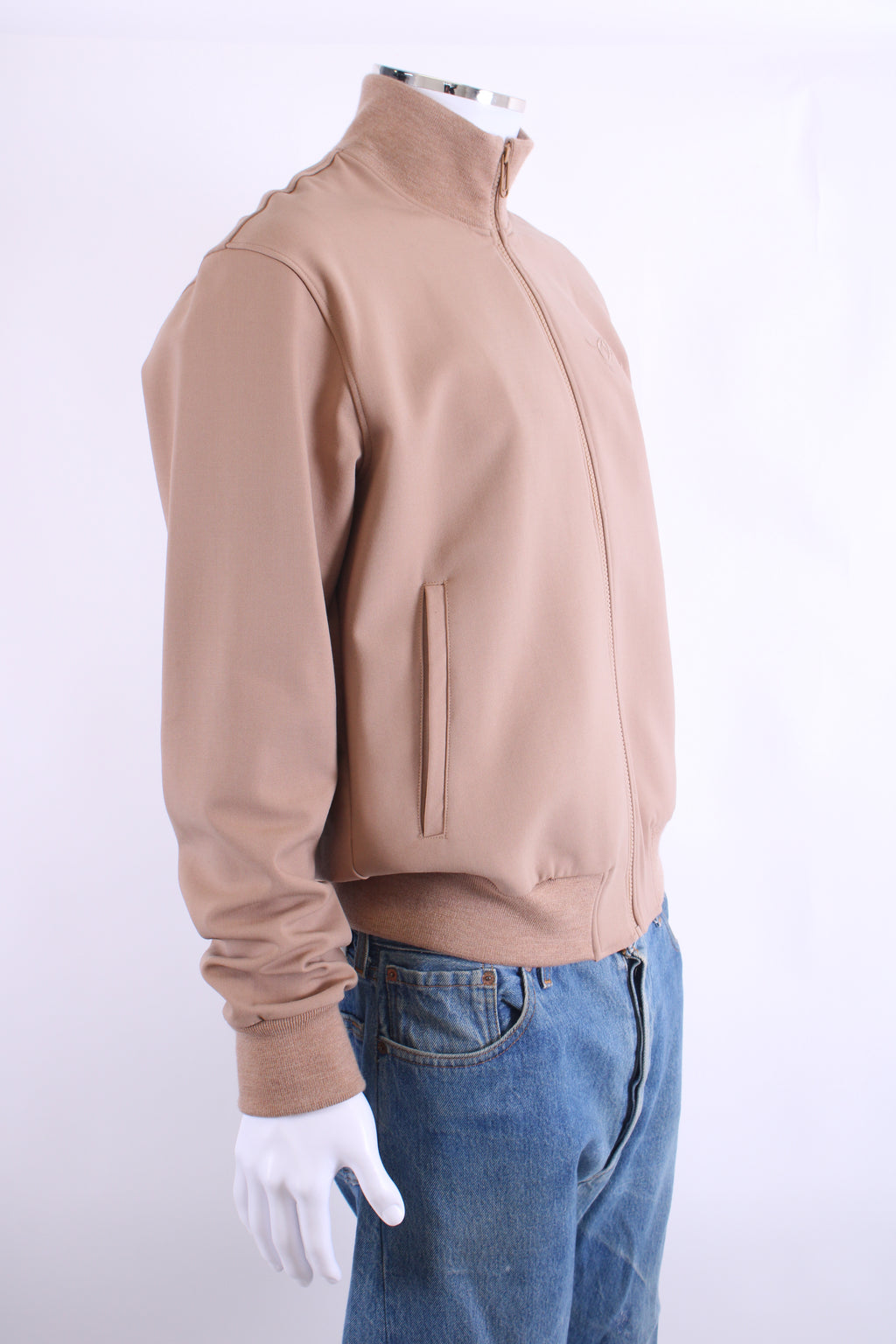 Off White Slogan Bomber Jacket Beige L