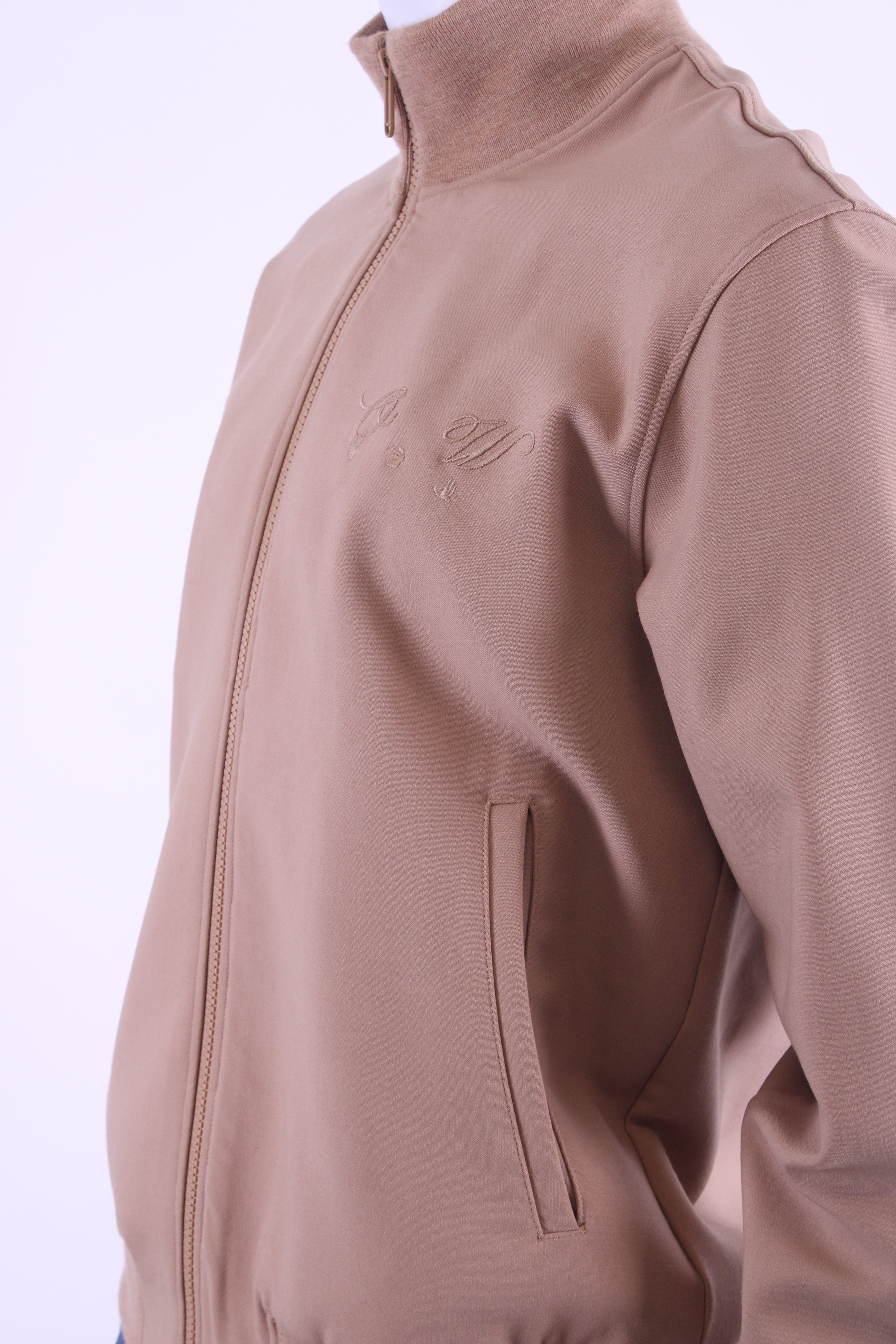 Off White Slogan Bomber Jacket Beige L