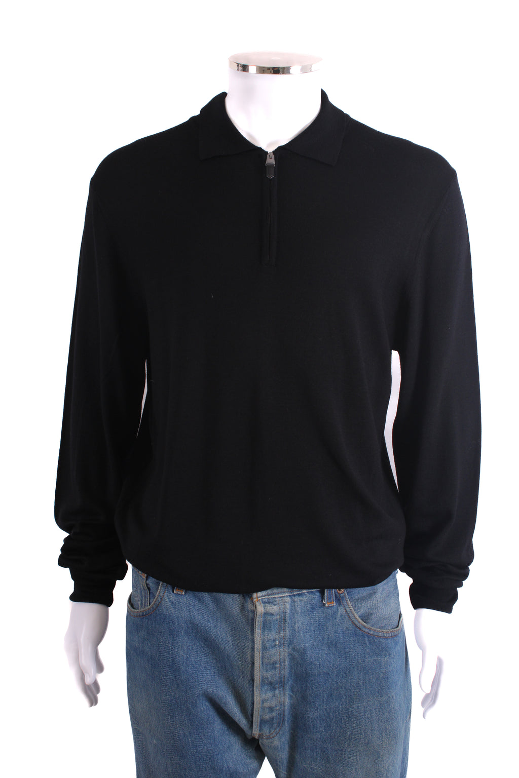 Canali L/S Half Zip Jumper Black 4XL