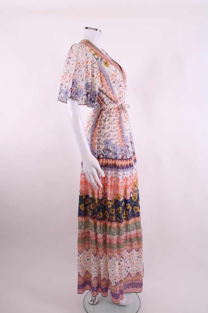 Hale Bob S/S Floral Beaded Dress Multi Coloured M