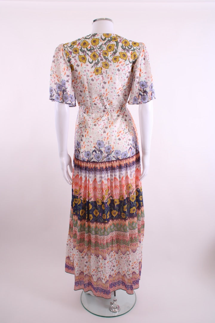 Hale Bob S/S Floral Beaded Dress Multi Coloured M
