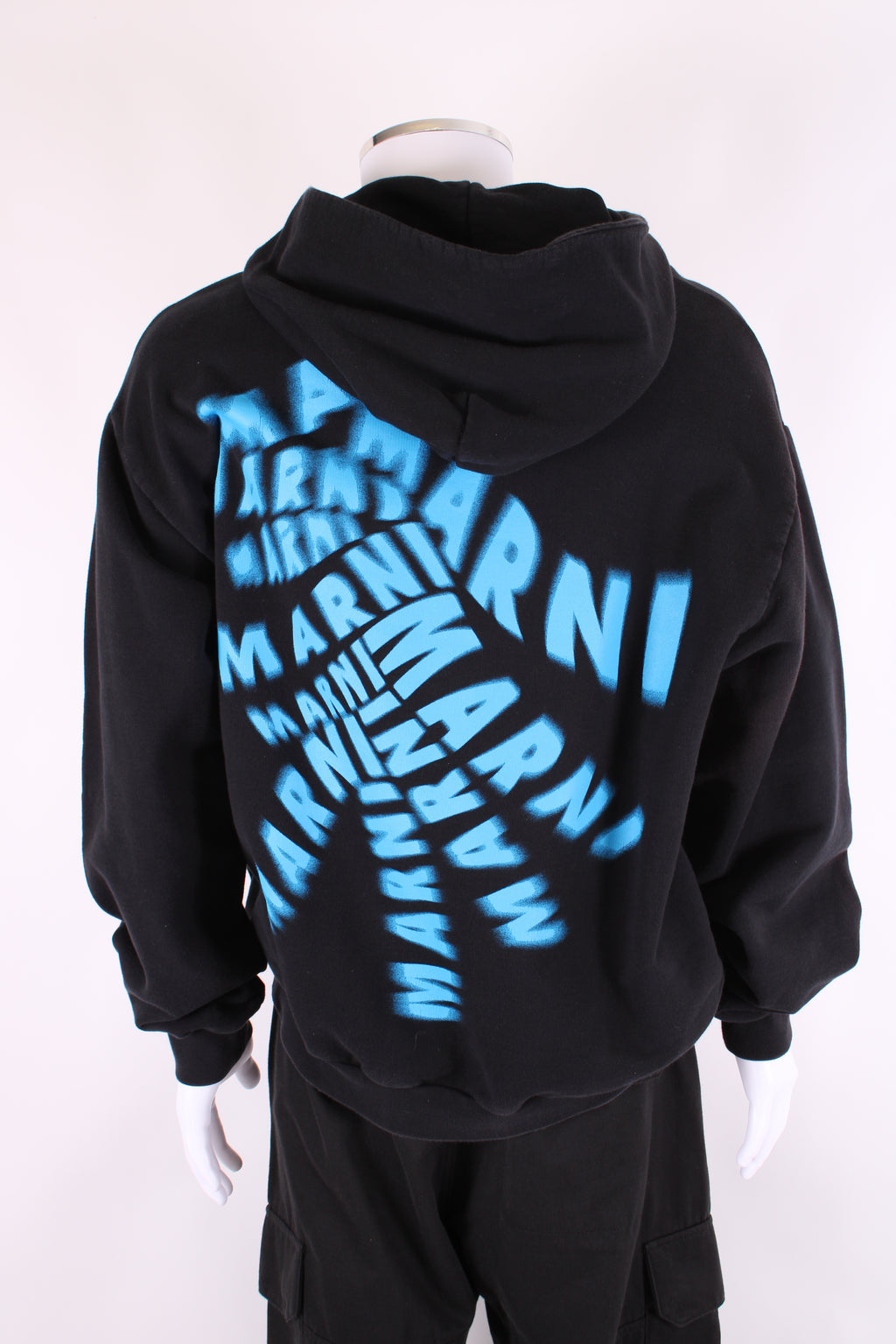MARNI L/S Printed Back Hoodie Black/ Blue