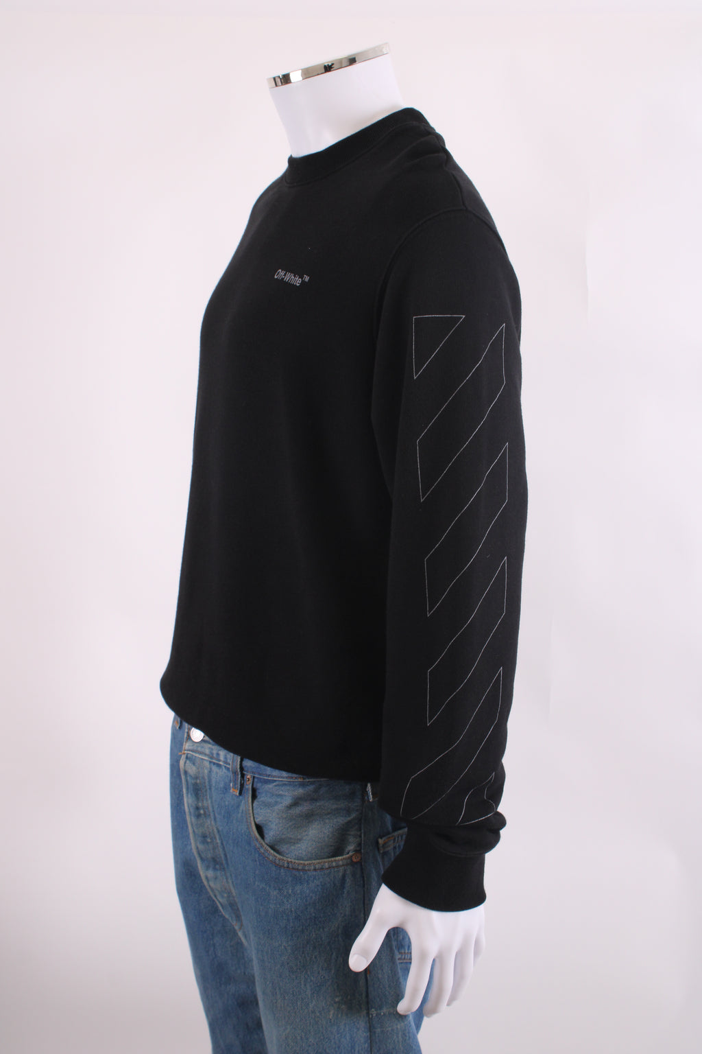 Off White Logo Sleeve Sweatshirt Black M