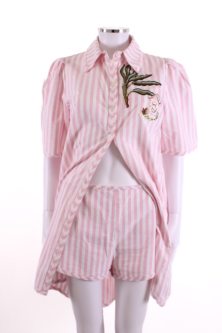 Suzannah S/S Stripe Mini Dress & Shorts Pink/ White 10