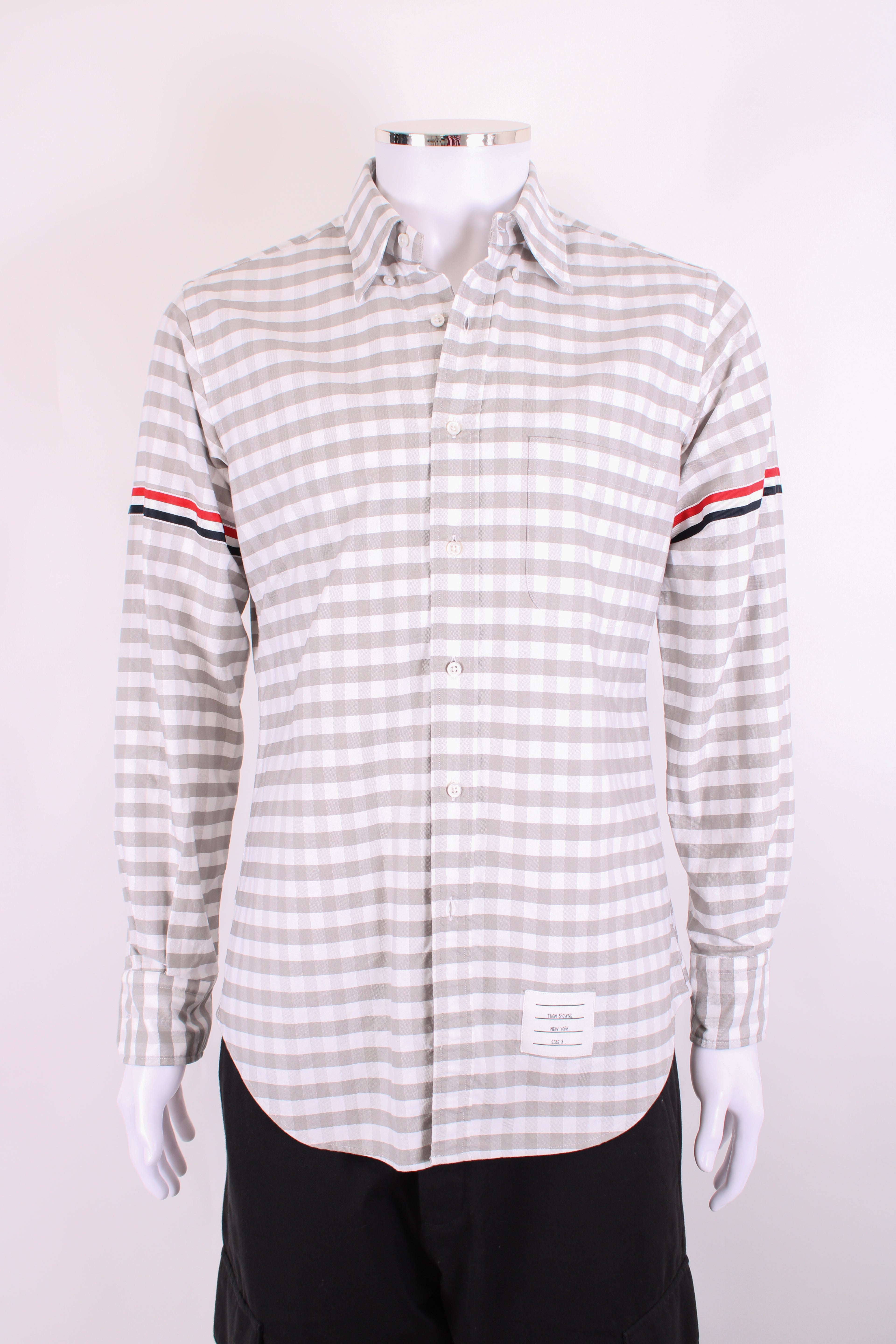Thom Browne L/S Check Shirt Grey/ White