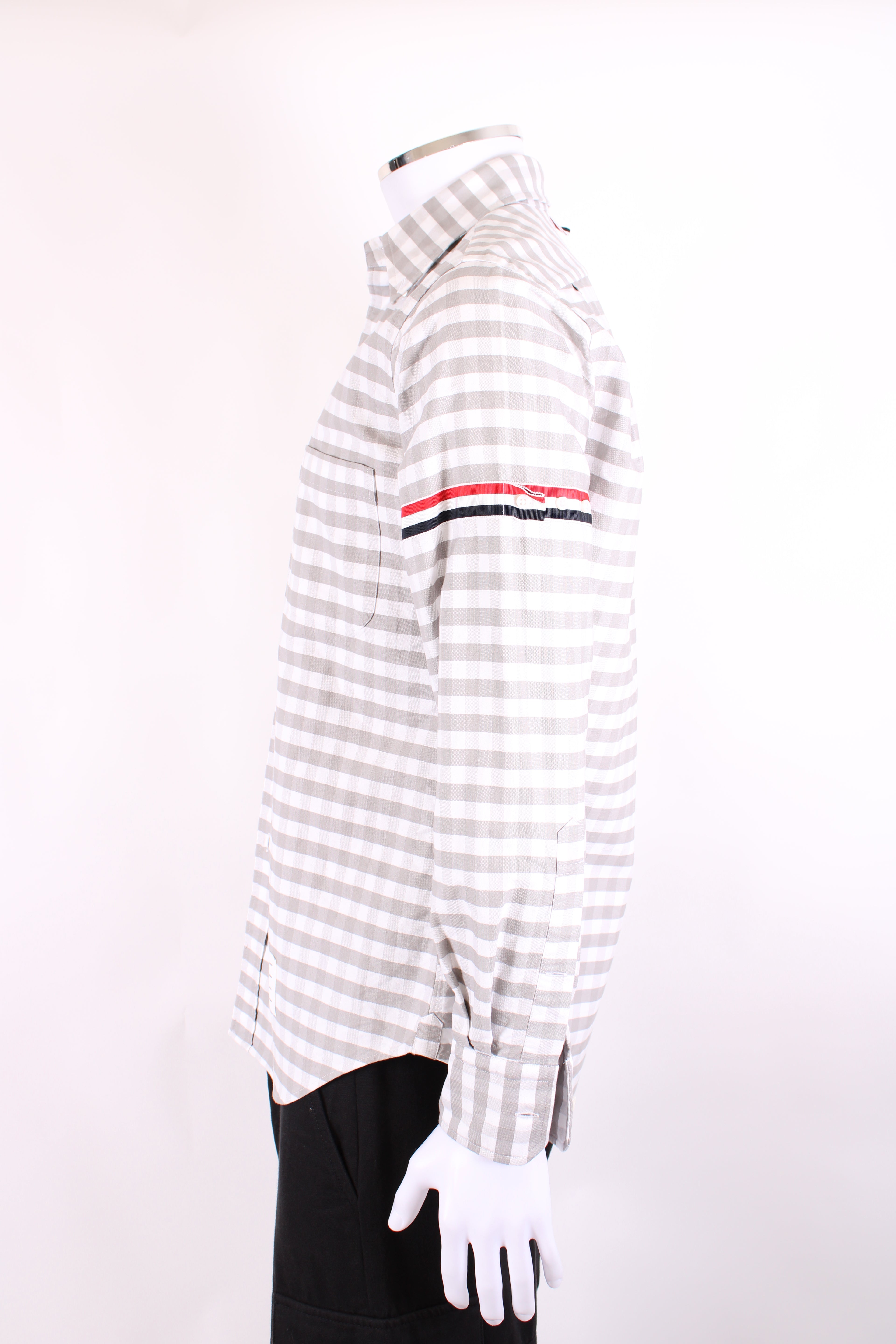 Thom Browne L/S Check Shirt Grey/ White