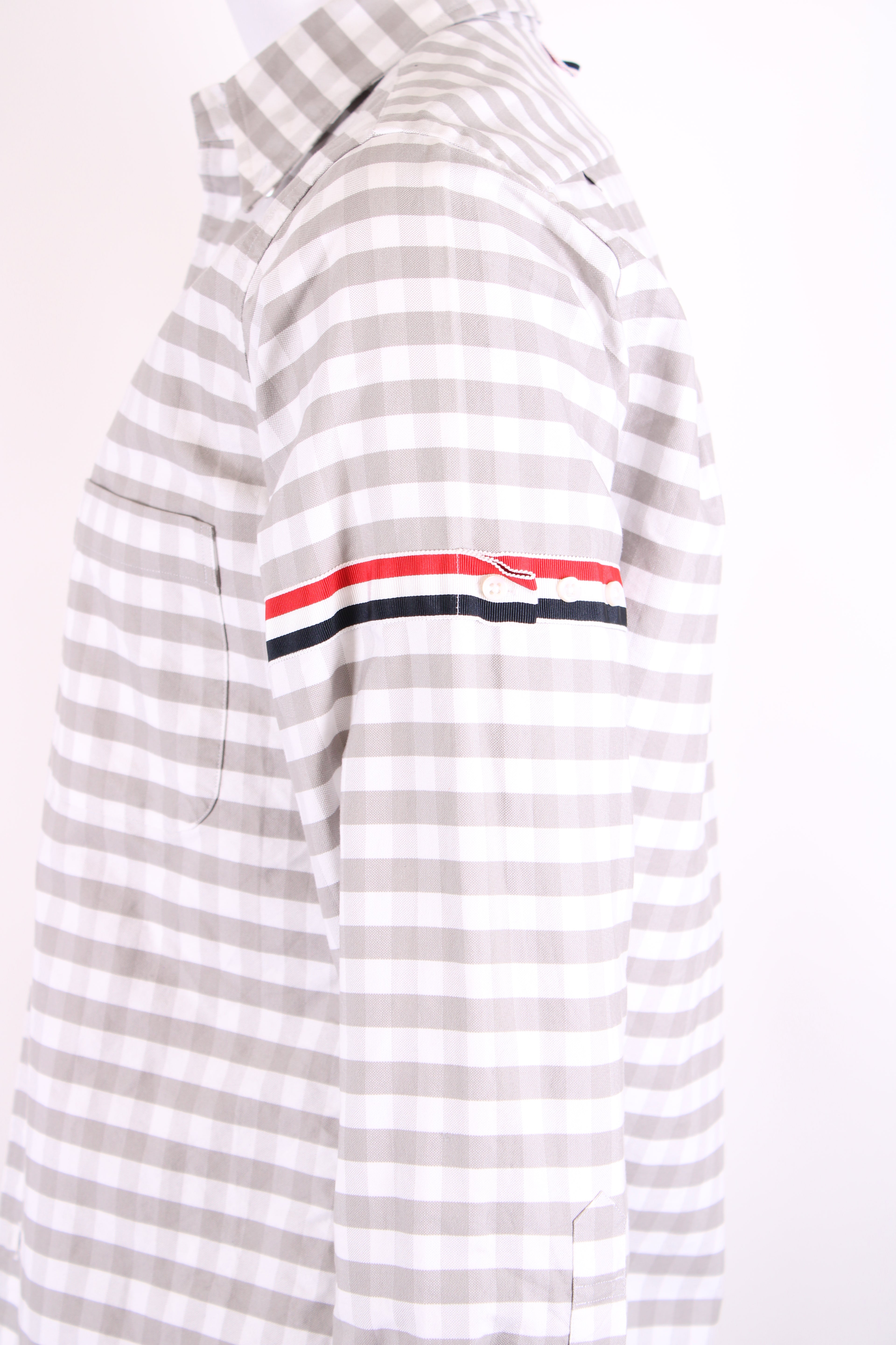 Thom Browne L/S Check Shirt Grey/ White