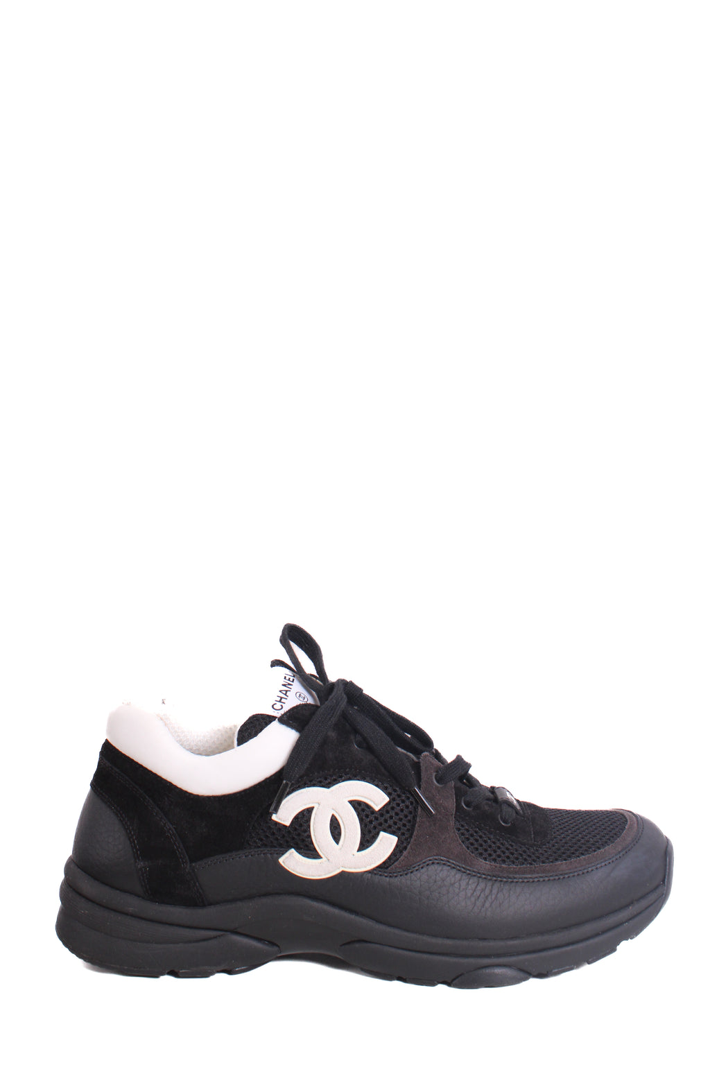 Chanel CC Mesh Suede Trainers Black/ White 44