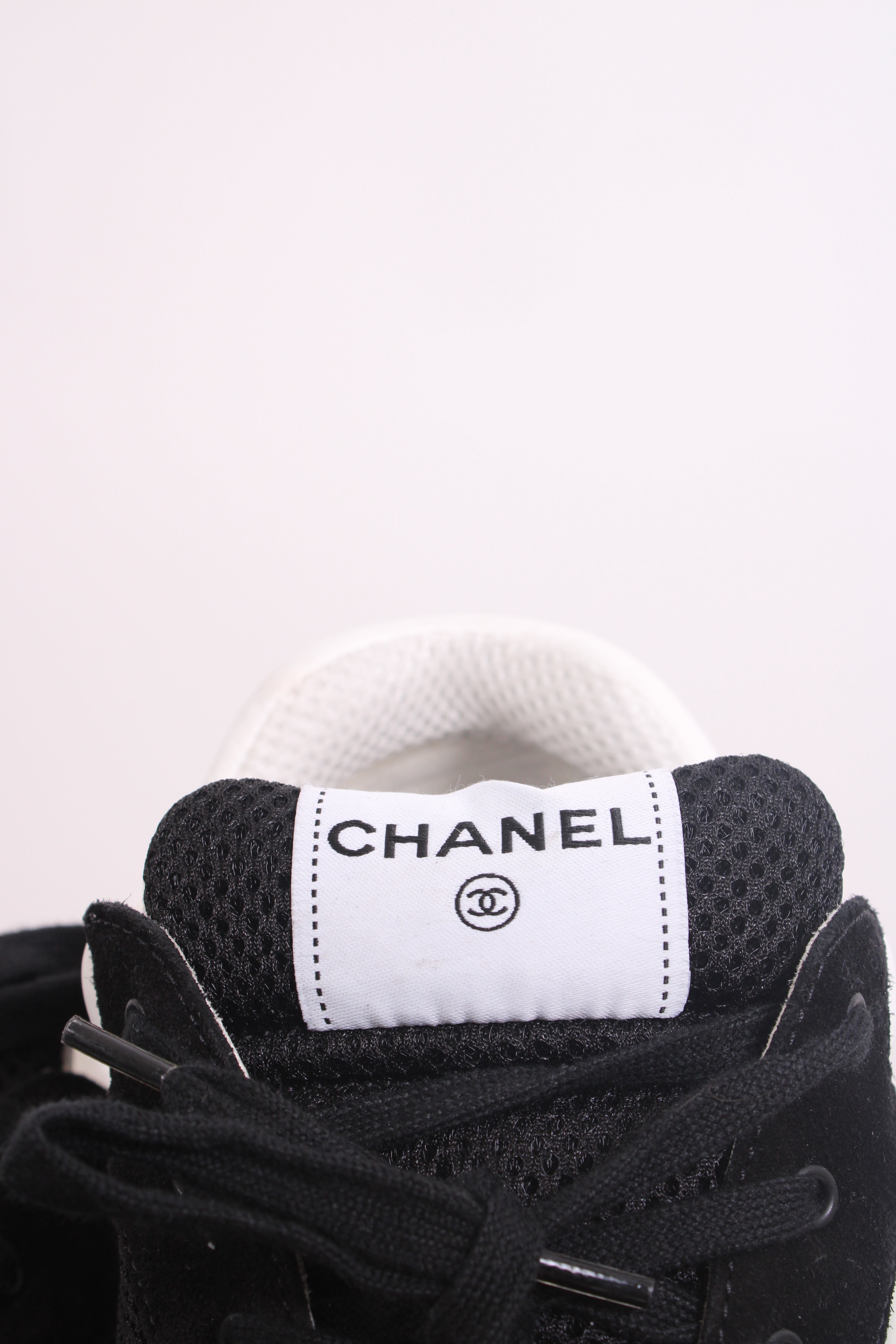 Chanel CC Mesh Suede Trainers Black/ White 44