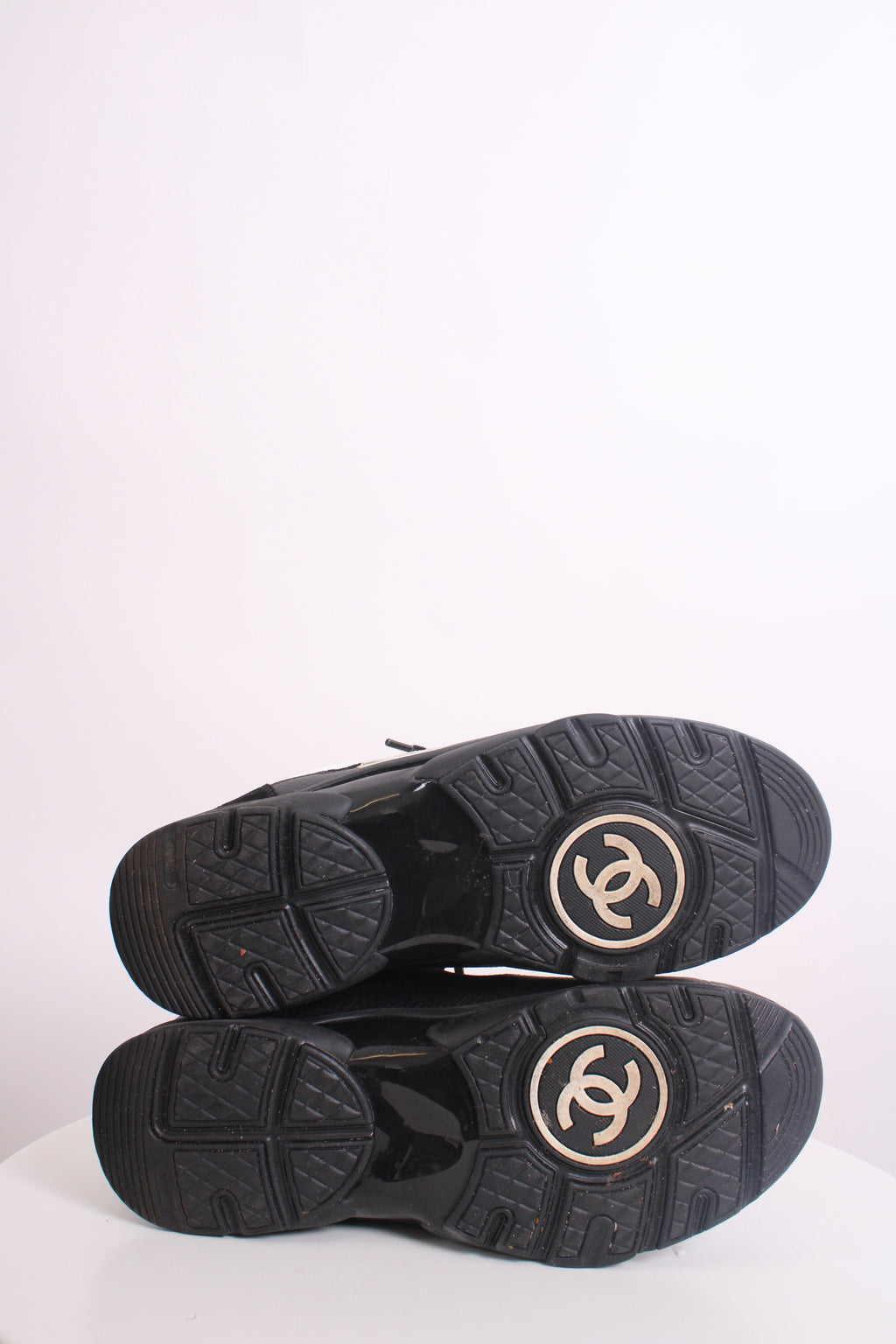 Chanel CC Mesh Suede Trainers Black/ White 44