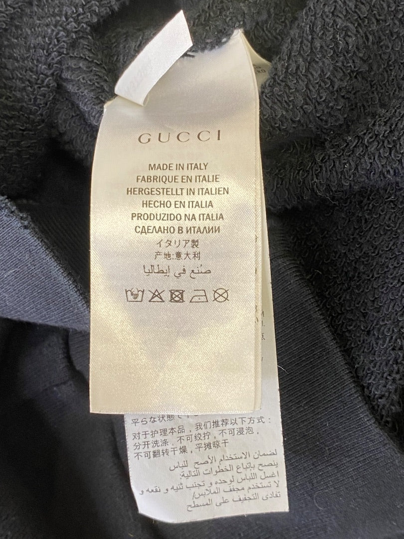 Gucci Black Wolf Embroidered Logo Hoodie Size L